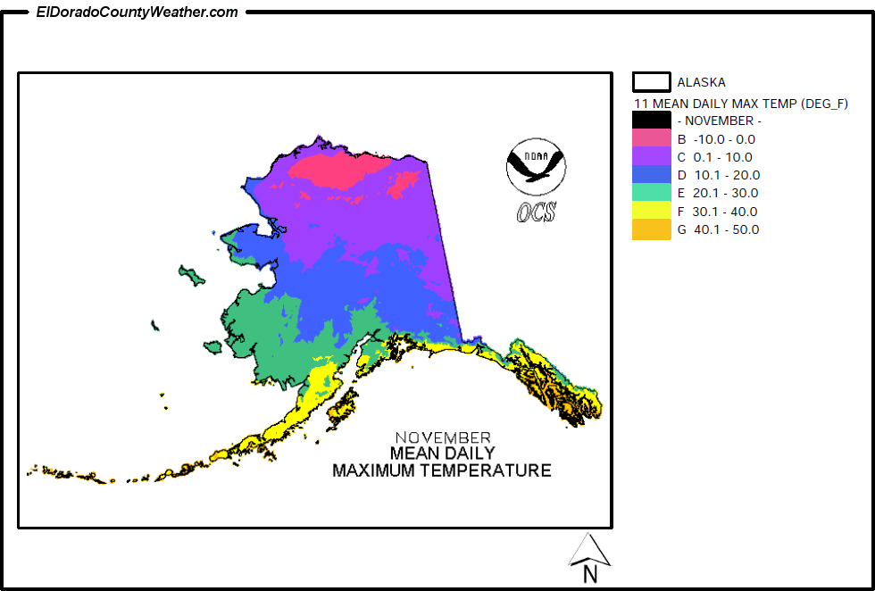 Alaska November Mean Daily Maximum Temperature